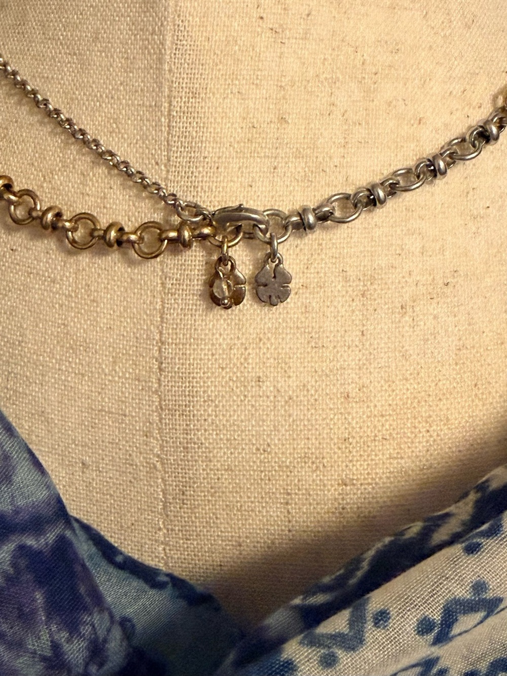 Lucky Brand Two-Tone Gold and Silver Charm Necklace, adjustable 16-21 inches. - Picture 9 of 15